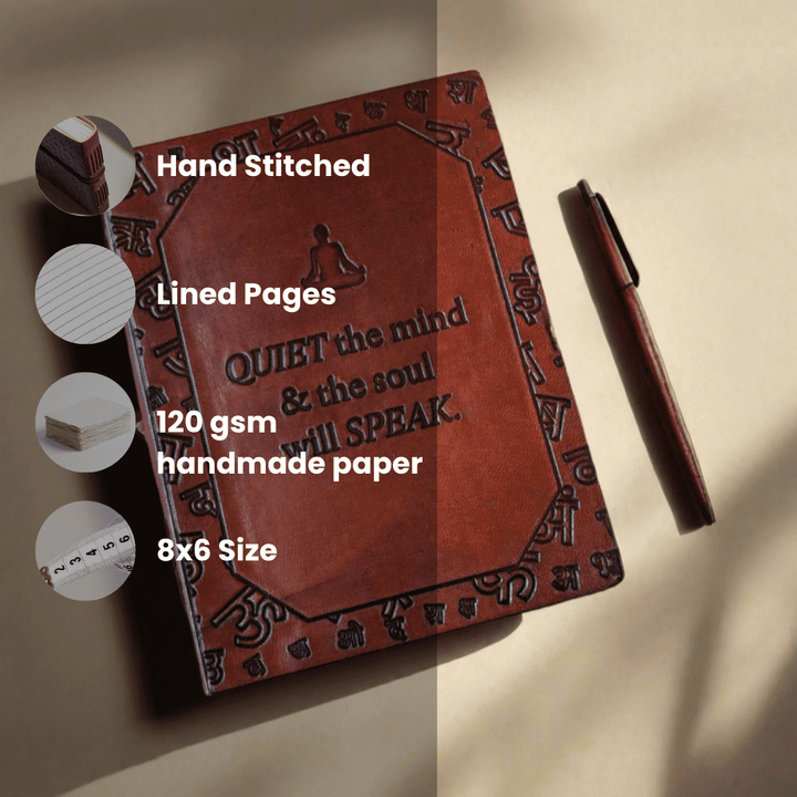 Quiet the Mind Leather Journal - Mindfulness & Spiritual Growth
