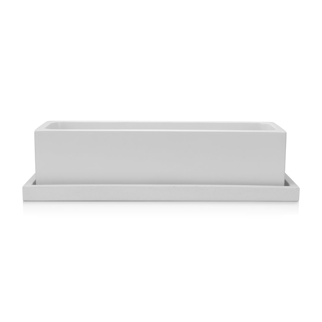 Concrete Rectangle Planter: White
