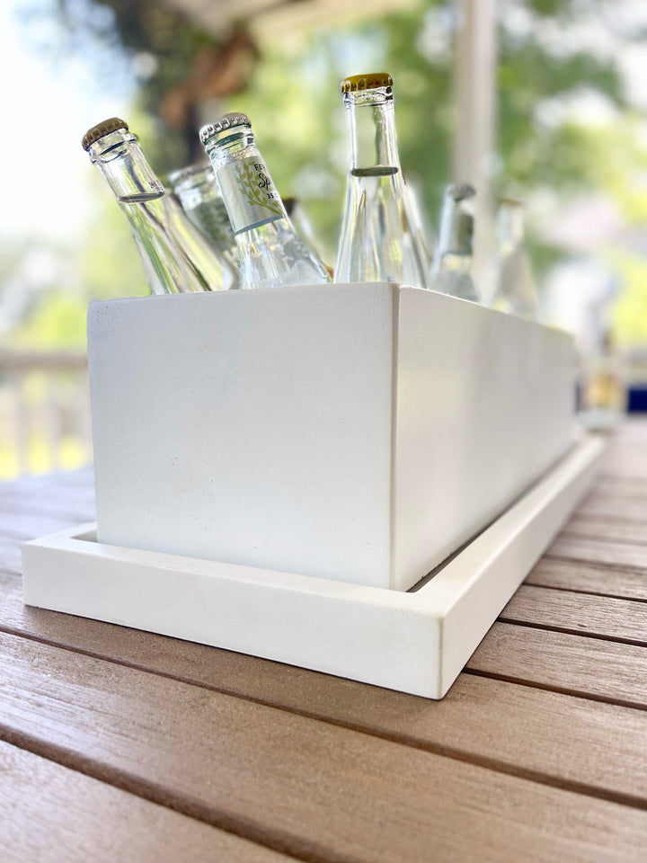 Concrete Rectangle Planter: White