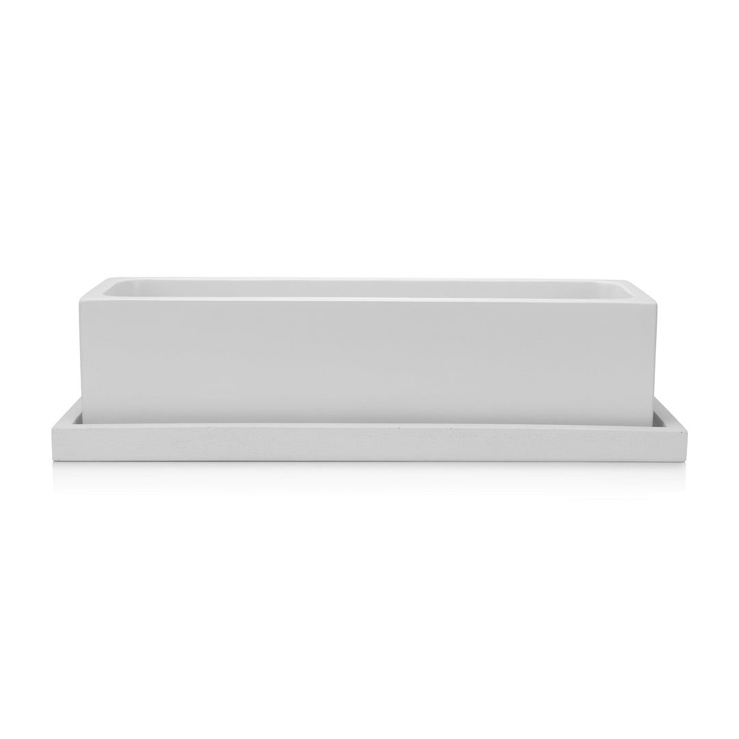 Concrete Rectangle Planter: White — , [material], Port Living Co.