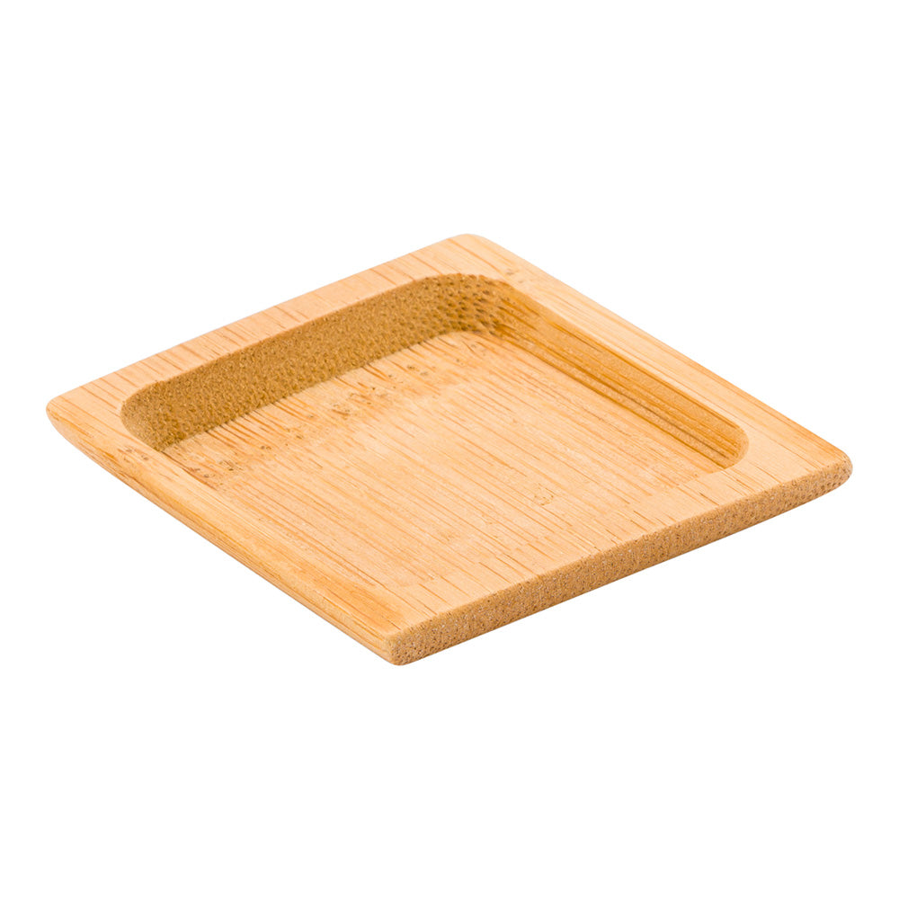 Square Natural Bamboo Carved Plate — 2 1/2” (100 Count)