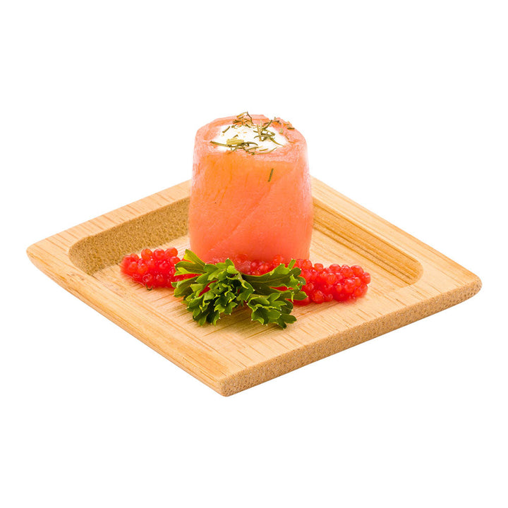Square Natural Bamboo Carved Plate — 2 1/2” (100 Count)