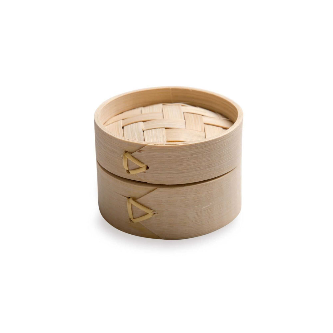 Bambuddha 2 oz Round Natural Bamboo Mini Steamer — 3 1/4”