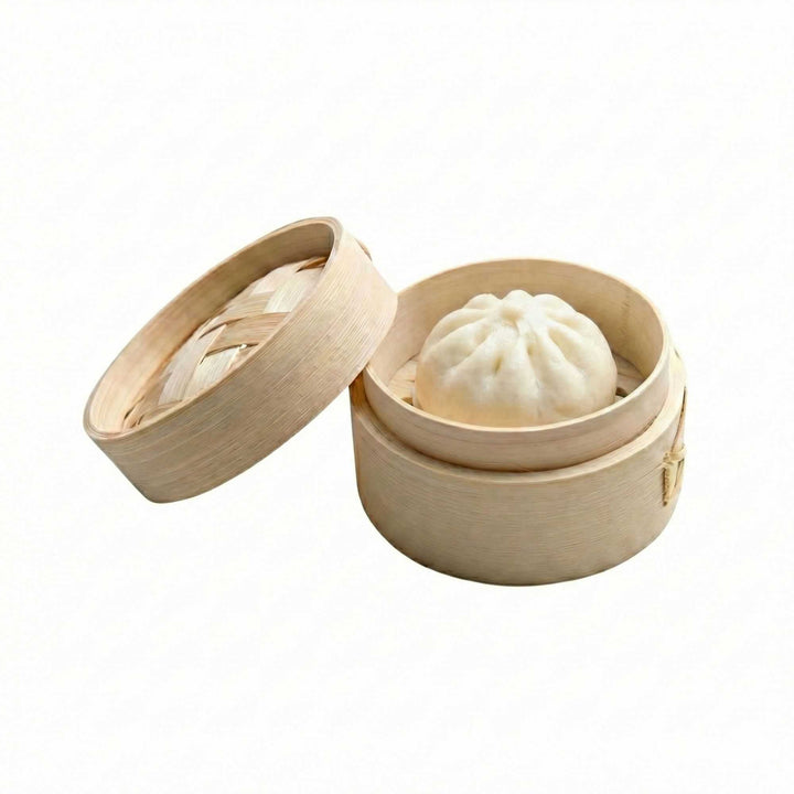 Bambuddha 2 oz Round Natural Bamboo Mini Steamer — 3 1/4”