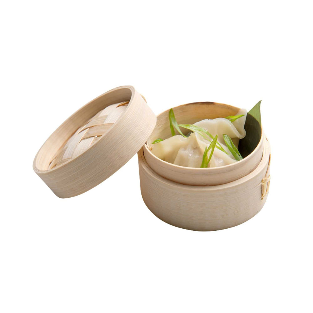 Bambuddha 2 oz Round Natural Bamboo Mini Steamer — 3 1/4”