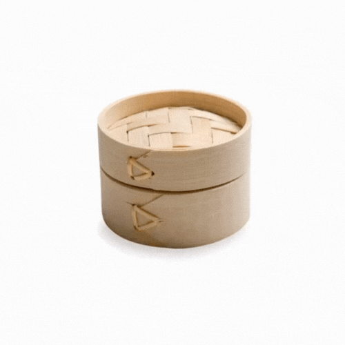 Bambuddha 2 oz Round Natural Bamboo Mini Steamer — 3 1/4”