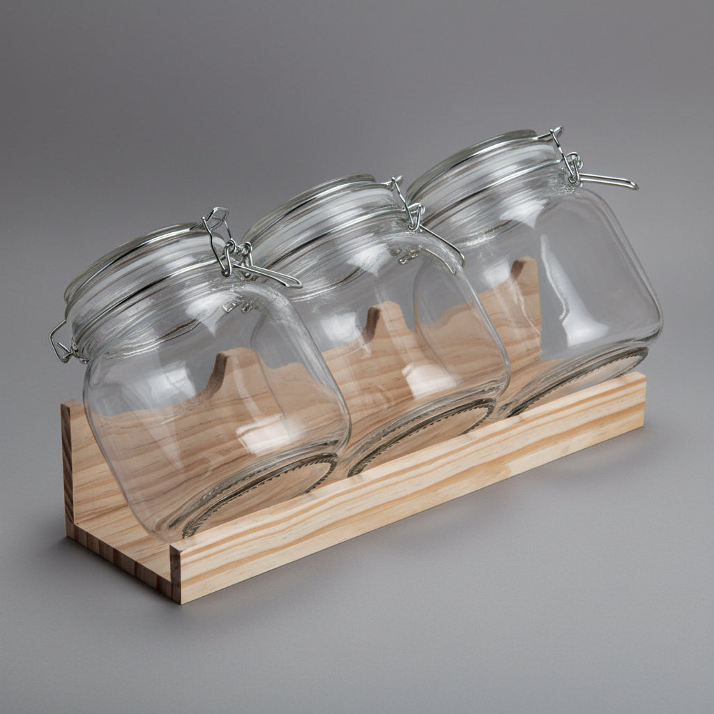 Vetri Glass 3-Piece Storage Jar Set
