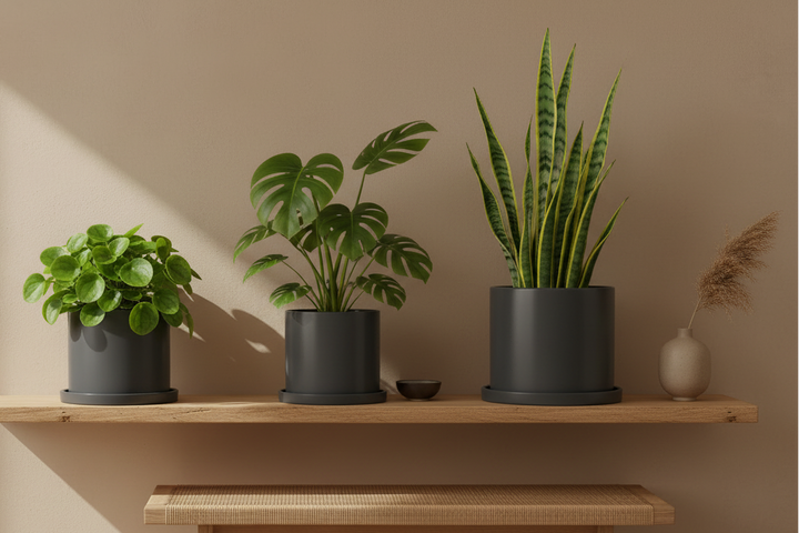 Concrete Round Planter: Charcoal