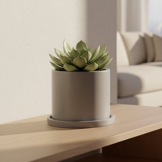 Concrete Round Planter: Gray — , [material], Port Living Co.
