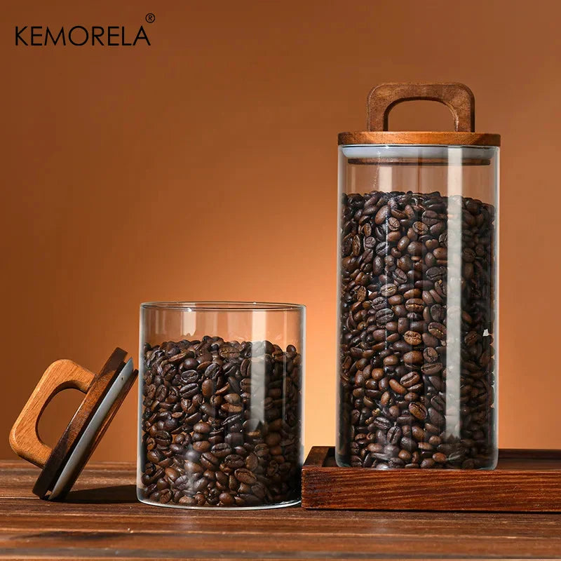 Glass Storage Jar with Natural Wood Lid