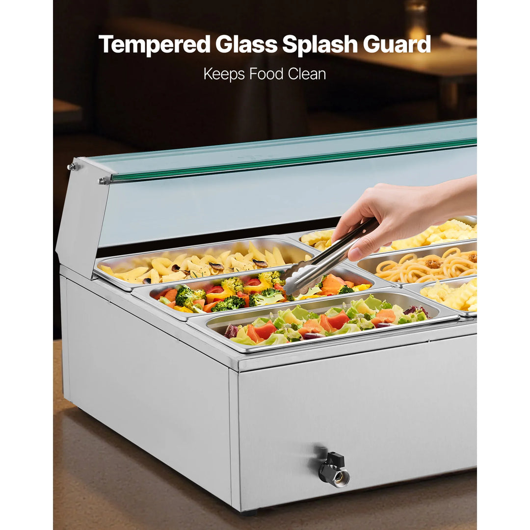 SucceBuy Commercial Electric Food Warmer Stainless Steel Buffet Bain Marie