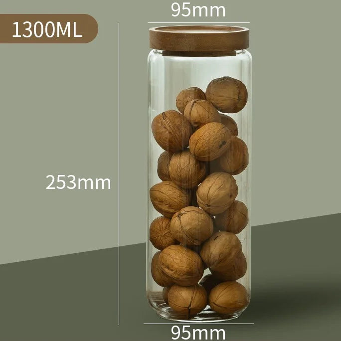 Glass Canisters with Elegant Wood Lids
