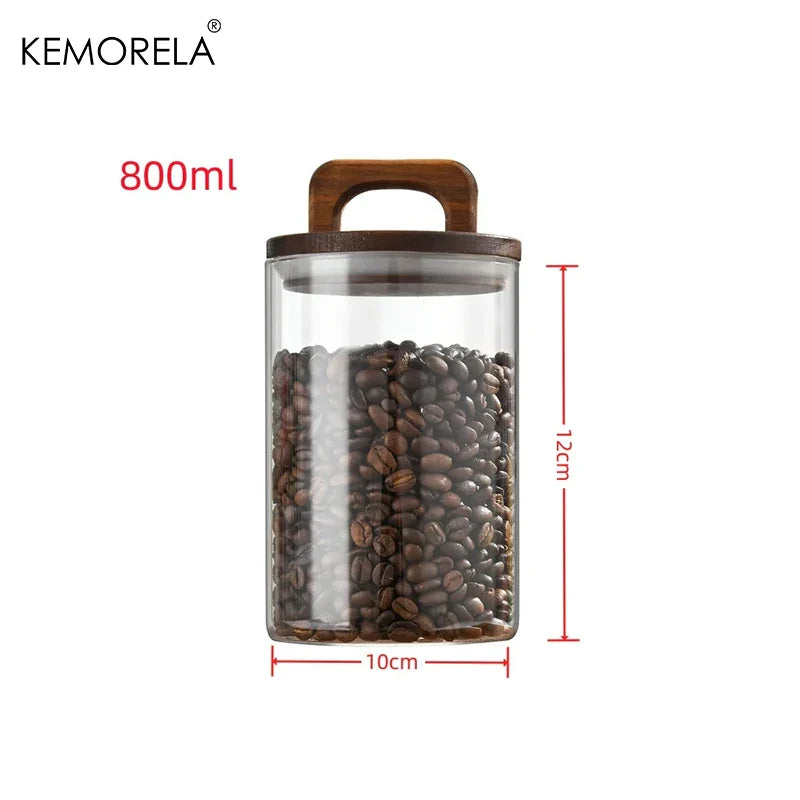 Glass Storage Jar with Natural Wood Lid