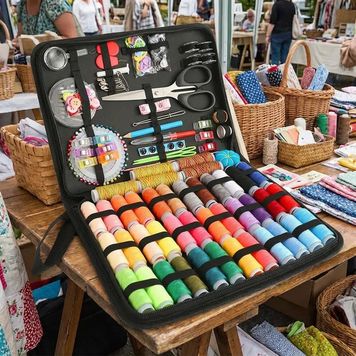 Portable Home Sewing Kit Complete Set With Threads Needles Scissors