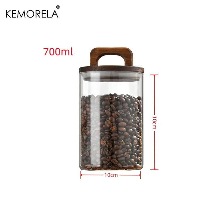 Glass Storage Jar with Natural Wood Lid