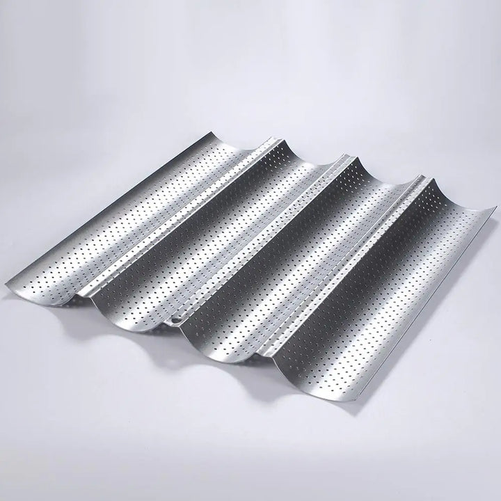 French Bread Baking Pan Nonstick Perforated Carbon Steel Baguette Pan French Bread 3/4 Wave Loaves Loaf Bake Mold Cooking Tray