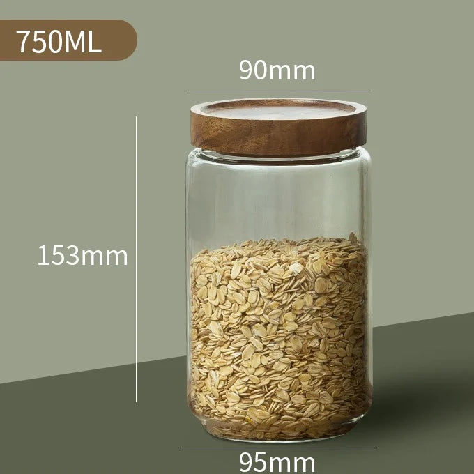 Glass Canisters with Elegant Wood Lids