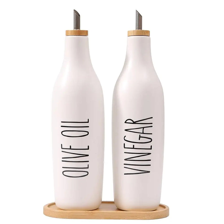 BONJEAN Olive Oil And Vinegar Dispenser Set Ceramic