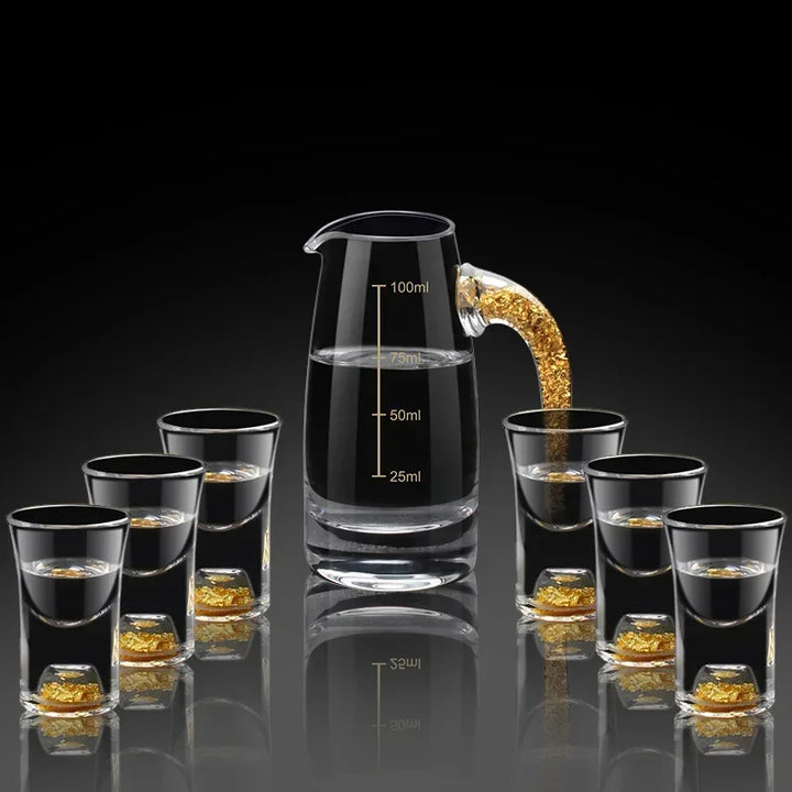 Glass Wine Set with Gold‑Foil Accents