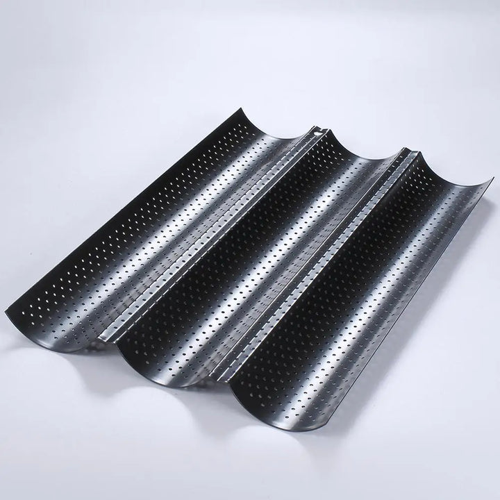 French Bread Baking Pan Nonstick Perforated Carbon Steel Baguette Pan French Bread 3/4 Wave Loaves Loaf Bake Mold Cooking Tray