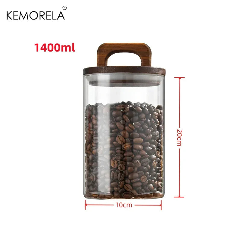 Glass Storage Jar with Natural Wood Lid