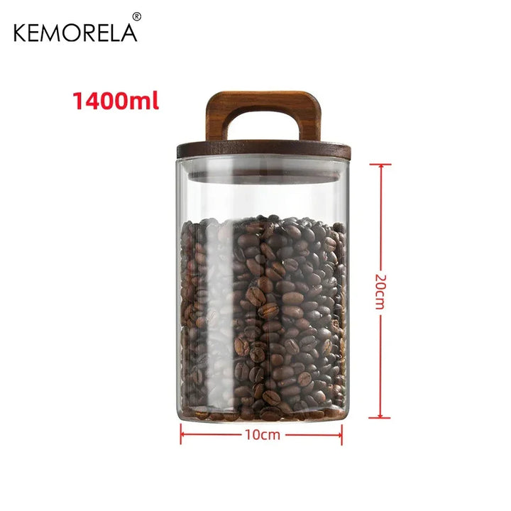 Glass Storage Jar with Natural Wood Lid
