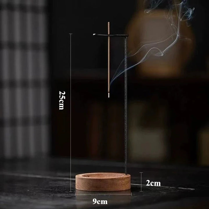 Upside Down Incense Burner - Wooden Round Incense Stick Holder Tray Ornament, Zen Garden Home Decor for Bedroom Yoga Meditation