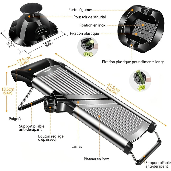 AEDG Stainless Steel Mandoline Slicer With 5 Blades