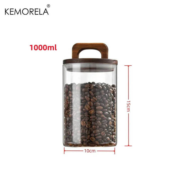 Glass Storage Jar with Natural Wood Lid