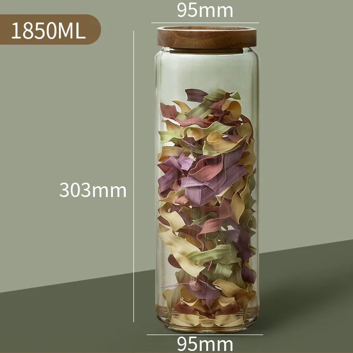 Glass Canisters with Elegant Wood Lids