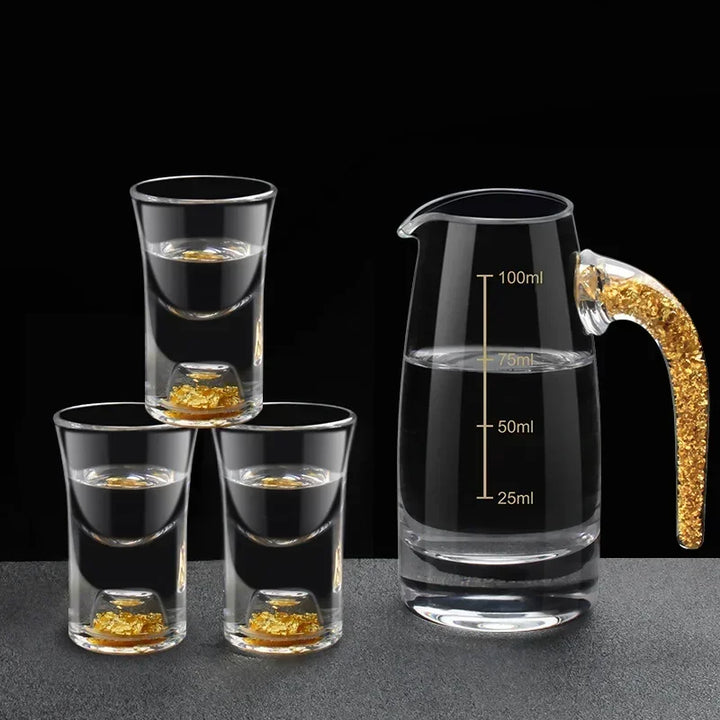 Glass Wine Set with Gold‑Foil Accents