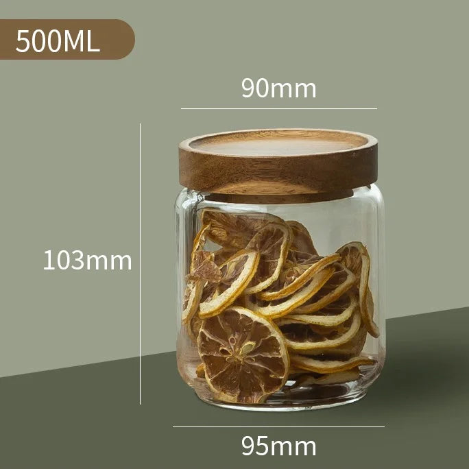 Glass Canisters with Elegant Wood Lids