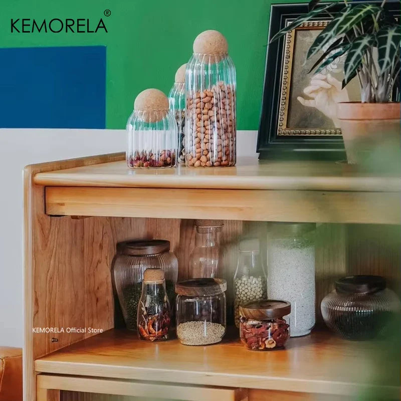 Glass Canisters with Elegant Wood Lids