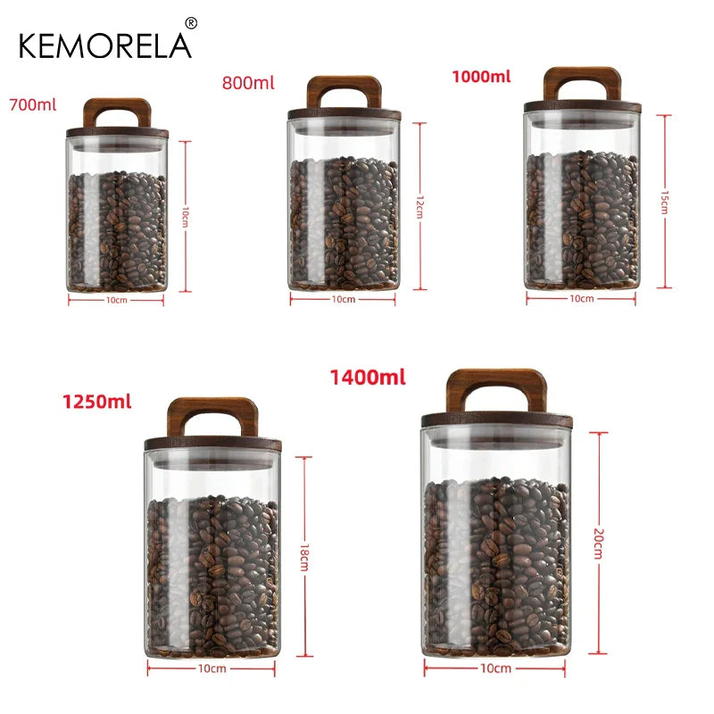 Glass Storage Jar with Natural Wood Lid