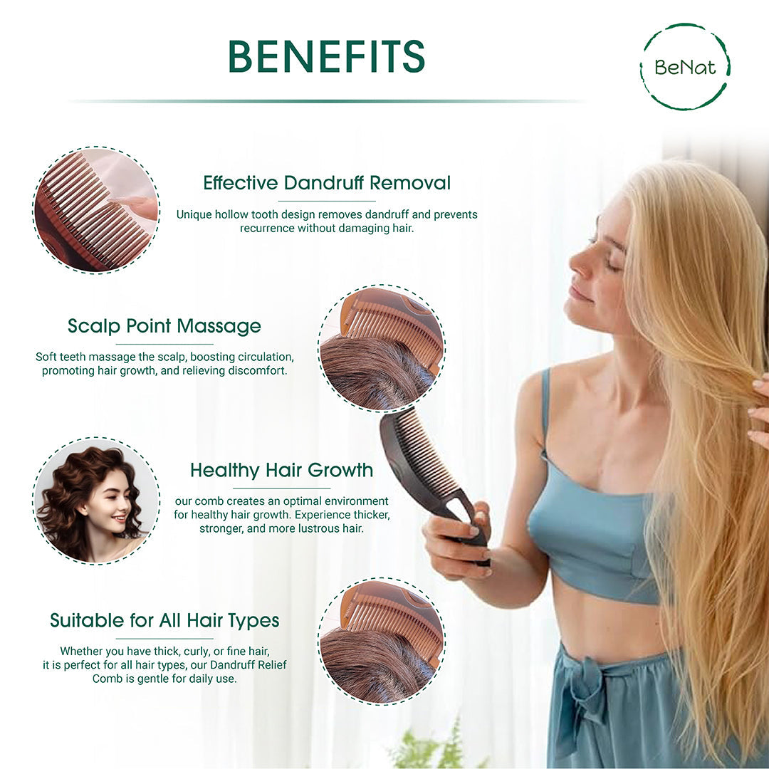 Healthy scalp comb with fine teeth and soft handle design