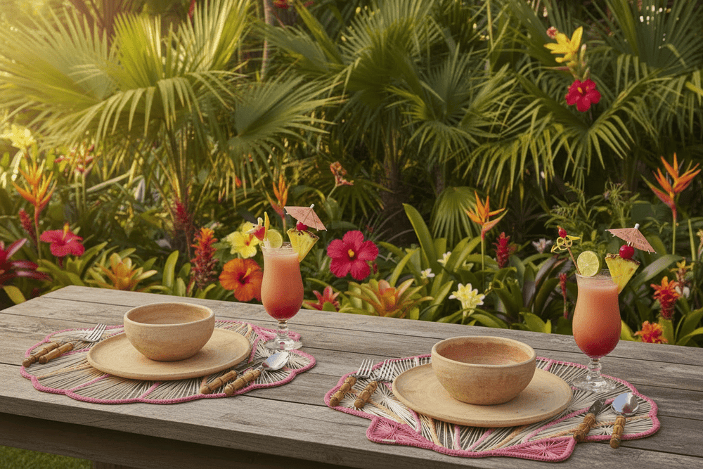 Ocean Blossom Handwoven Iraca Placemat — Placemats, [material], MacondoForever