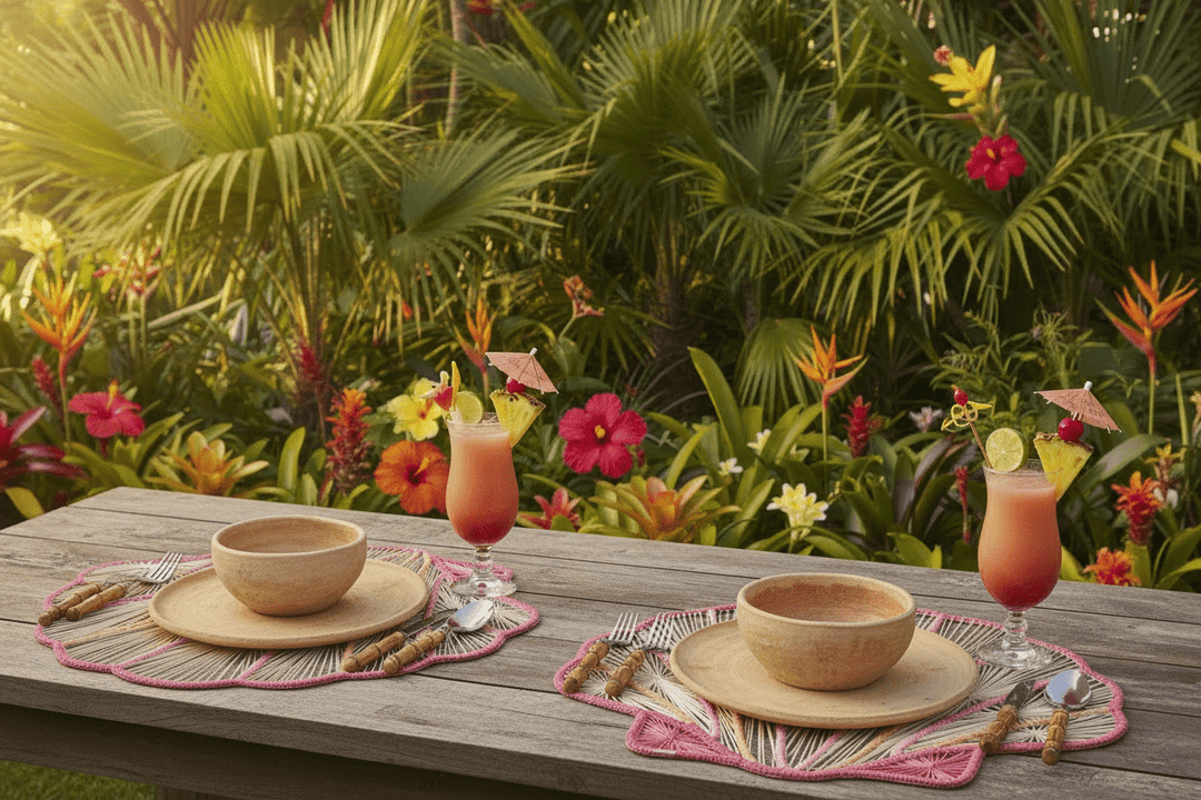 Ocean Blossom Handwoven Iraca Placemat — Placemats, [material], MacondoForever