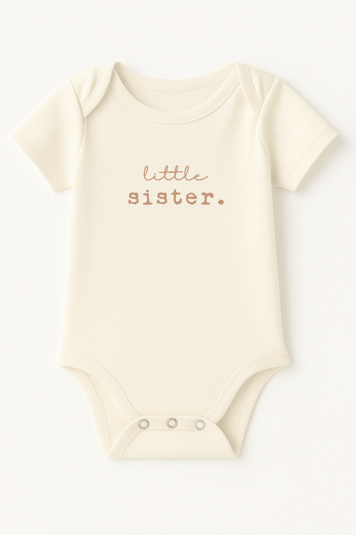 Little Sister Clay Organic Cotton Short Sleeve Baby Bodysuit