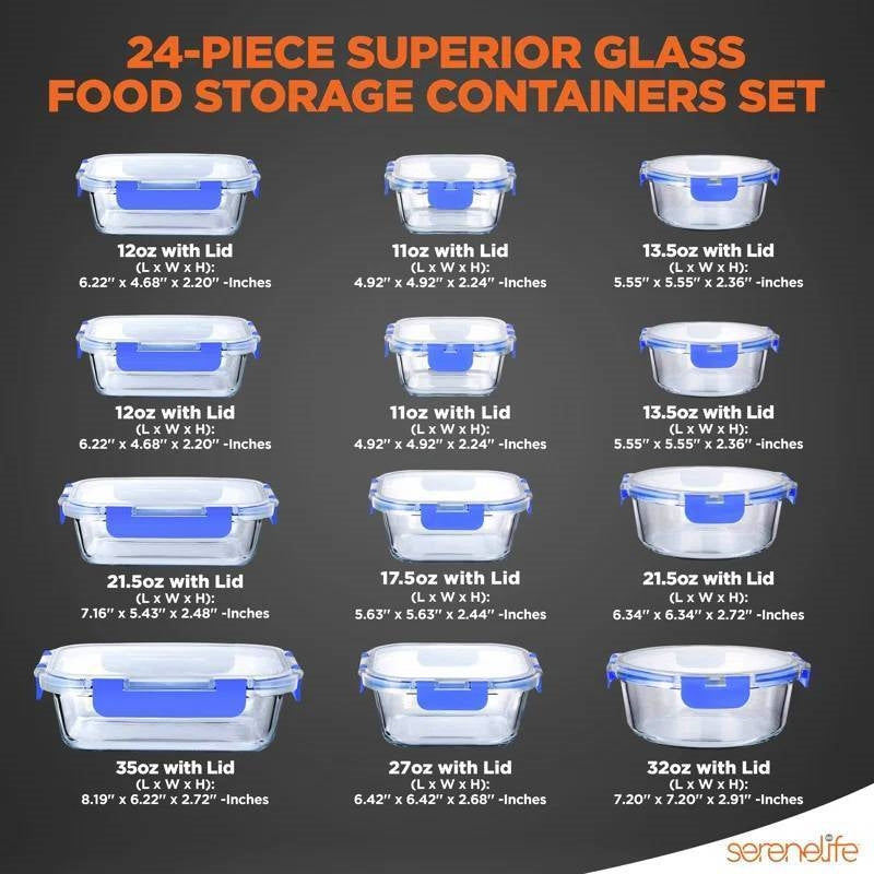 Glass Food Storage Container Set (24‑Piece)