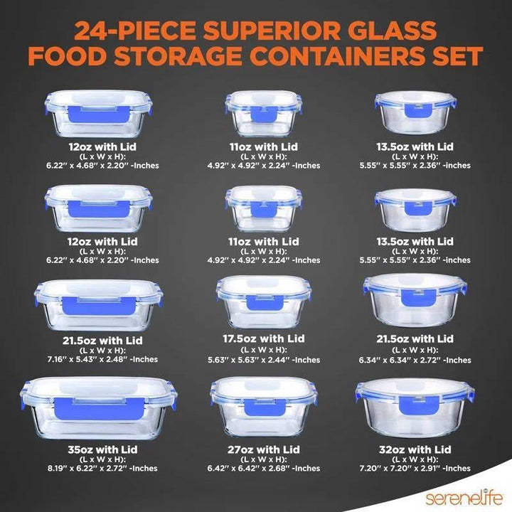 Glass Food Storage Container Set (24‑Piece)