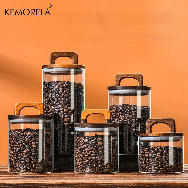 Glass Storage Jar with Natural Wood Lid