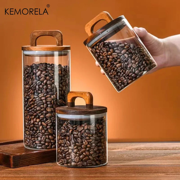 Glass Storage Jar with Natural Wood Lid