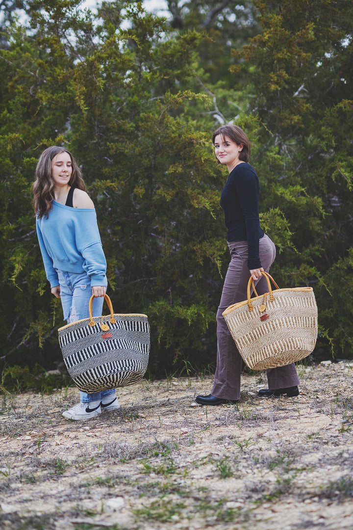 Earth Stripes Handmade Sisal Market Tote Bag