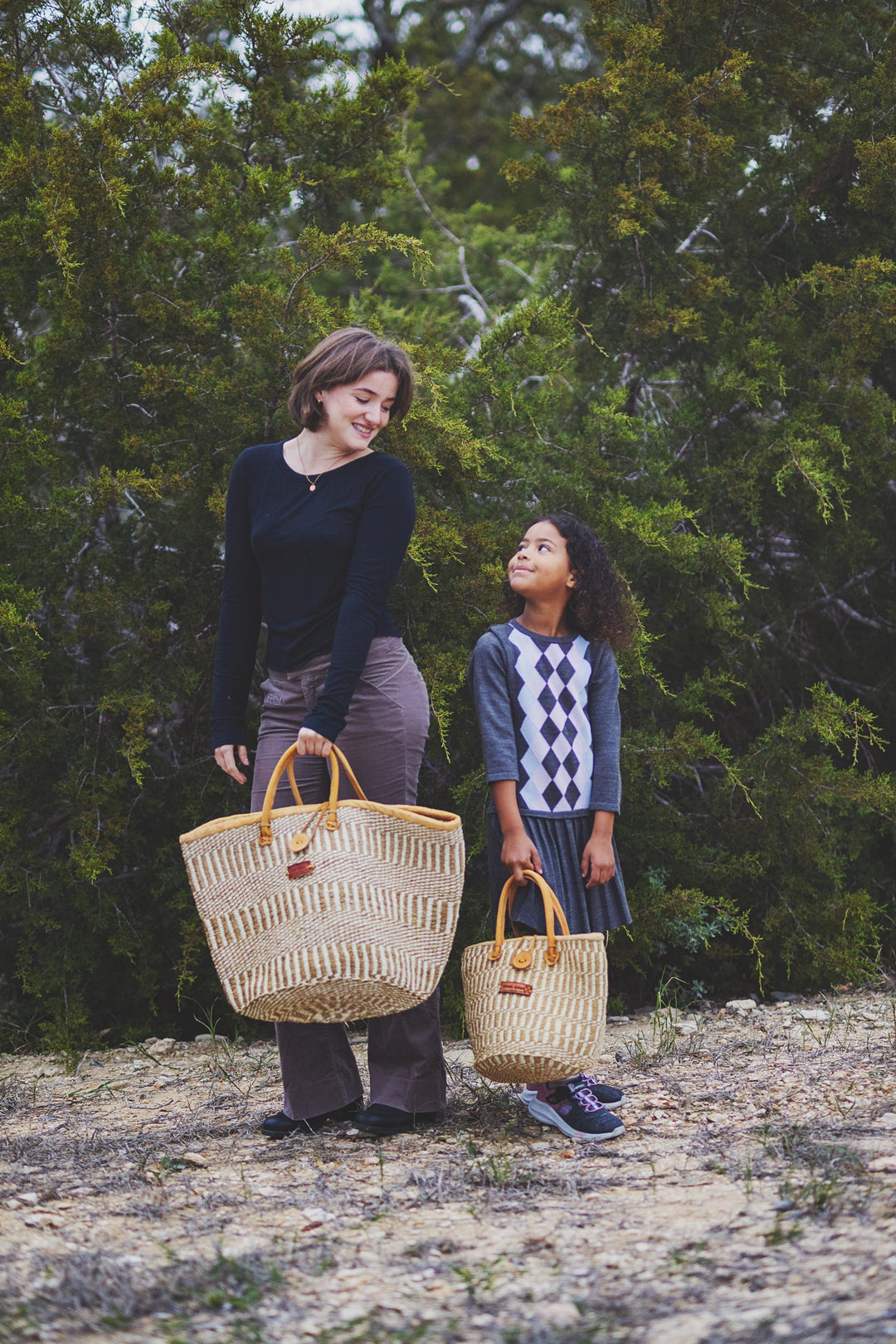 Earth Stripes Handmade Sisal Market Tote Bag