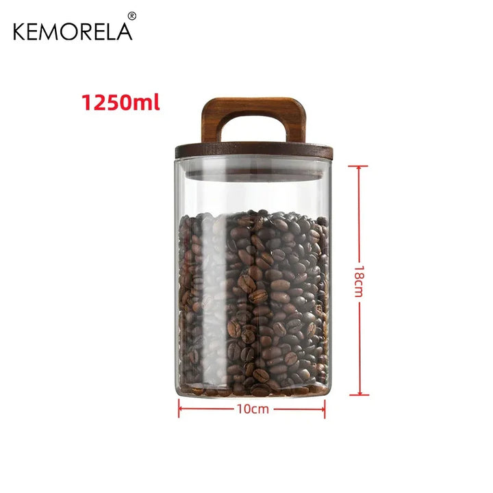 Glass Storage Jar with Natural Wood Lid