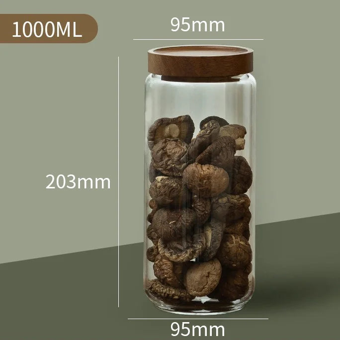 Glass Canisters with Elegant Wood Lids