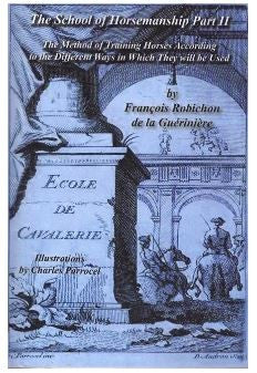 Equestrian training book cover with horse and rider under arched gate illustration