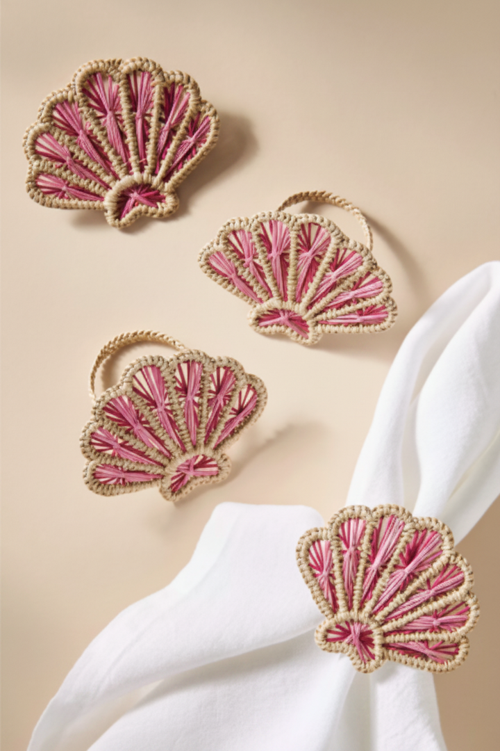 Shell Handwoven Iraca Napkin Rings