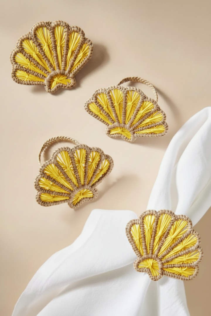 Shell Handwoven Iraca Napkin Rings