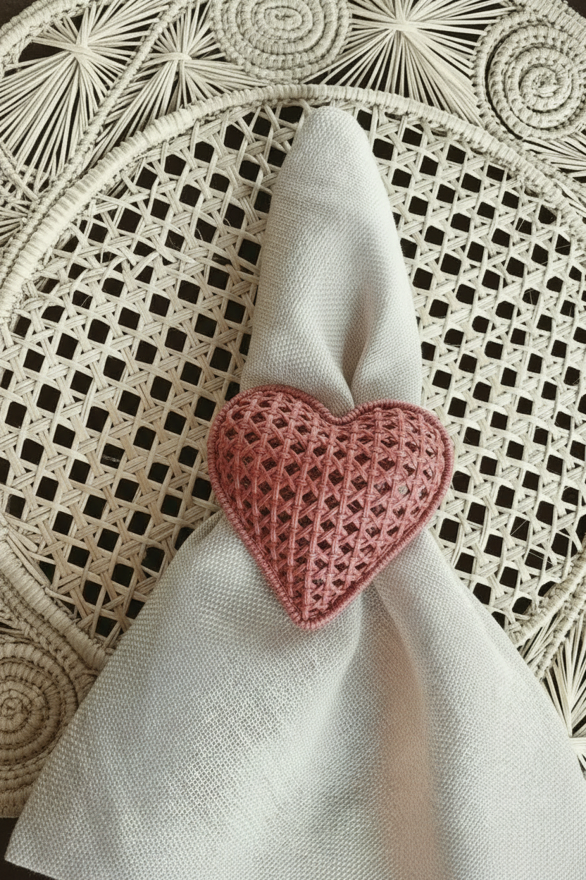 Criss-Cross Heart Handwoven Iraca Napkin Ring